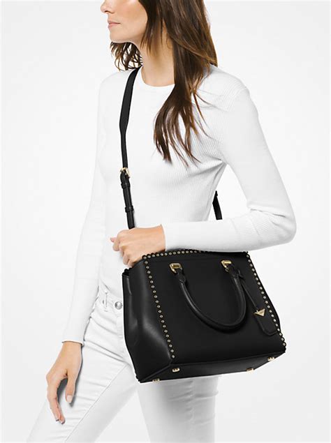 michael kors benning large scalloped satchel|MICHAEL Michael Kors Benning Large Scalloped Leather .